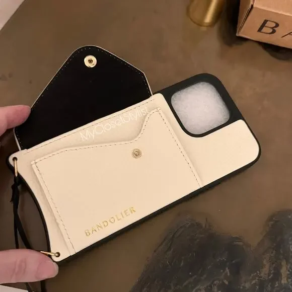 NEW! Bandolier Kimberly Crossbody 15 PRO Wallet Case Set Ivory Red Gold Black