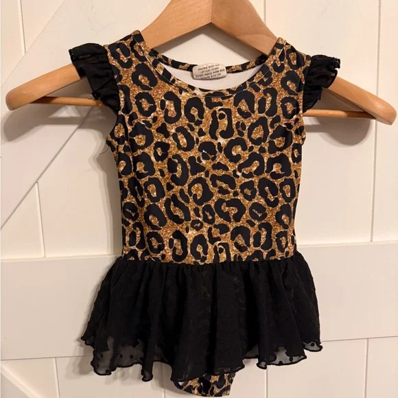 Leotard Leopard Print with build in skirt Girls Size 4