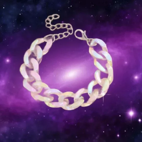 Shiny Iridescent Acrylic Large Link Bracelet