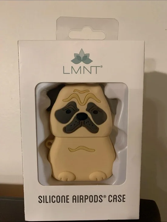 LMNT Beige Pug Silicone AirPods Case