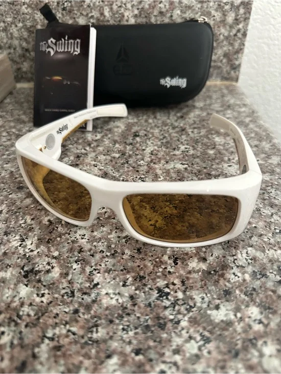 The Swing White Sports Sunglasses with Amber Lenses