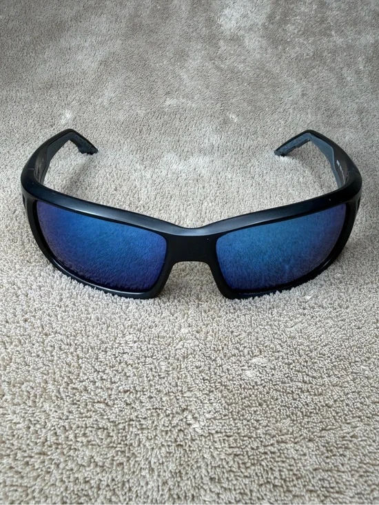 Costa Black Frame Sunglasses with Blue Mirror Lenses