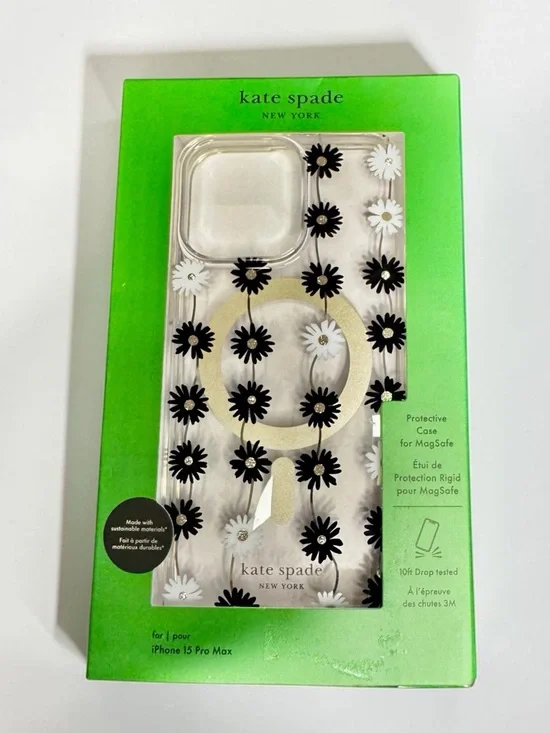 Kate Spade iPhone 15 Pro Max MagSafe Case - Black/White Daisy