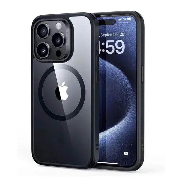 ALPHEX Strong Magnetic Case, Official Color iPhone 15 Pro, Black Titanium 6 PACK