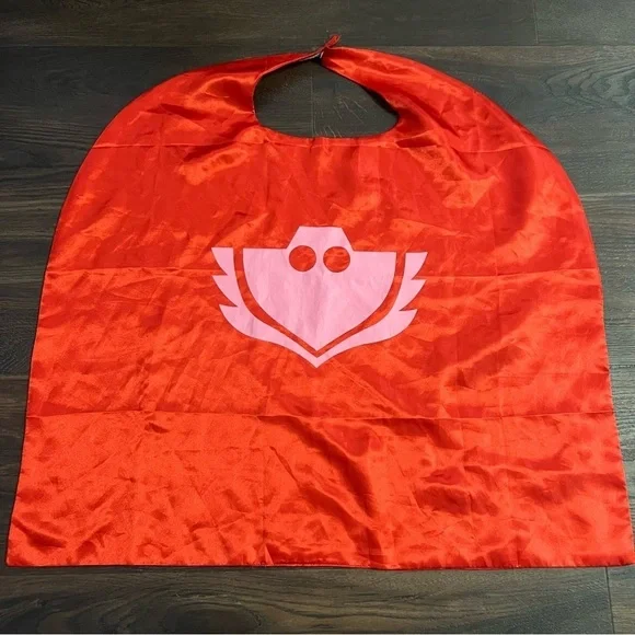 PJ Masks Owlette Superhero Costume Cape Red with Pink Emblem