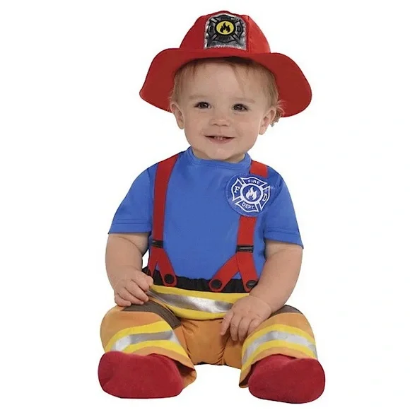 INFANT BABY BOY FIRST FIREMAN HALLOWEEN COSTUME SIZE 6-12 MONTHS