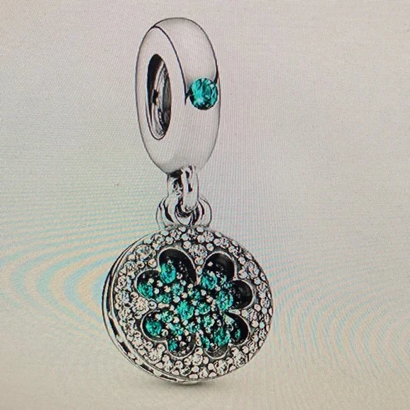 Pandora Silver and Teal Clover