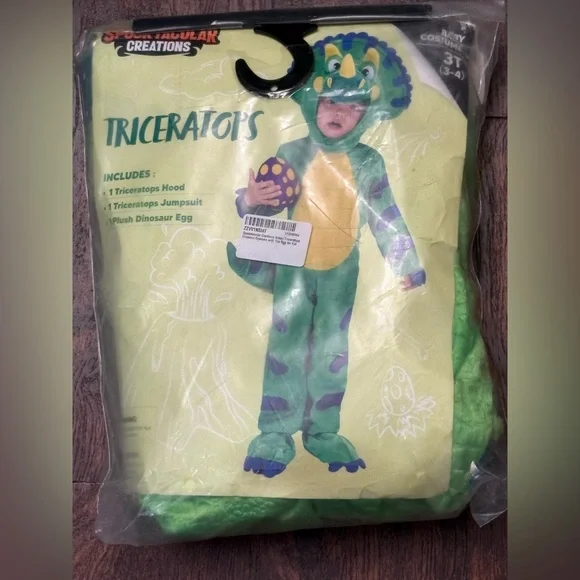 Spectacular‎ Creations Triceratops Kids Costume - Green and Purple Size 3T