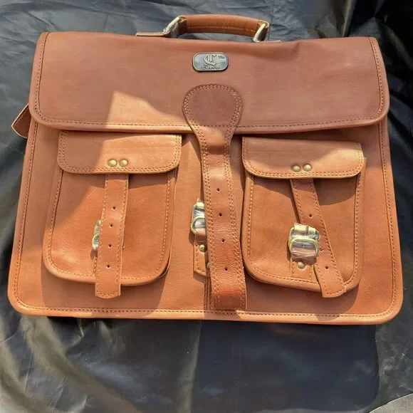 Cuero Vintage Look Handmade Leather Travel Messenger Bag Laptop Briefcase