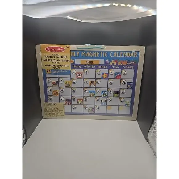 Melissa & Doug Monthly Magnetic Calendar 112 Magnets Wooden NIP Brand New