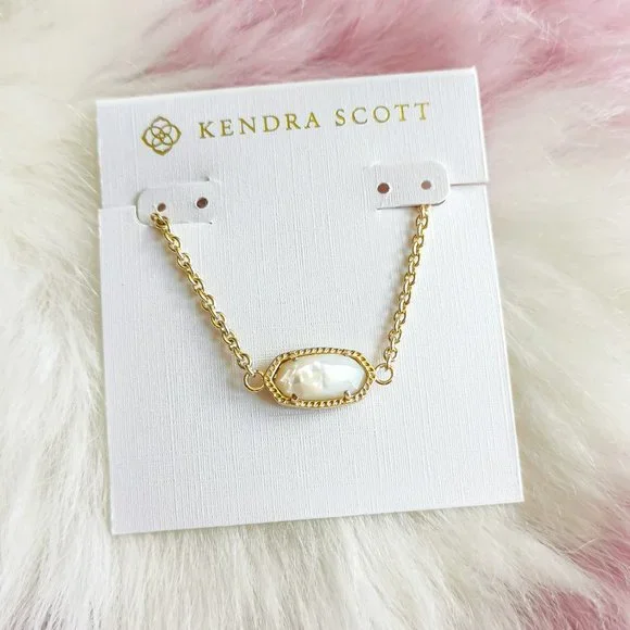 Gold Elaina Ivory Pearl Adjustable Chain Bracelet