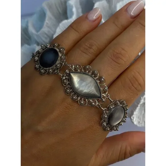 Vintage Beautiful 925 Sterling Silver Abalone Bracelet Length 7