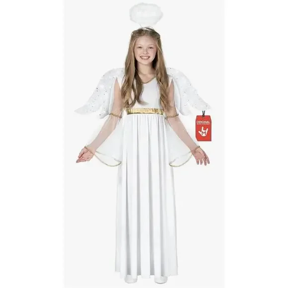 Morph Angel Costume Girls Size Large 10–12 White Dress Wings Halo – NEW