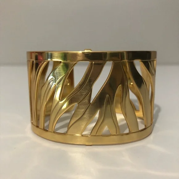 Brighton Christo Johannesburg Wide Gold Bangle Cutout Statement Cuff Bracelet