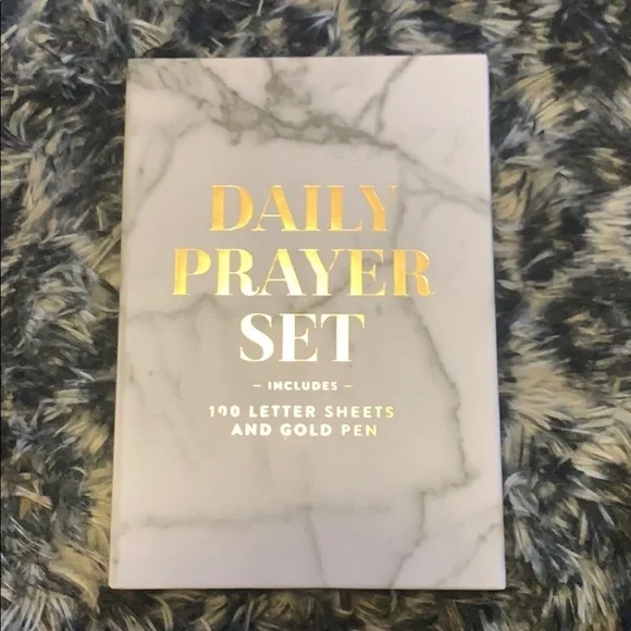 Daily prayer set, boxed papers and gold pen, new