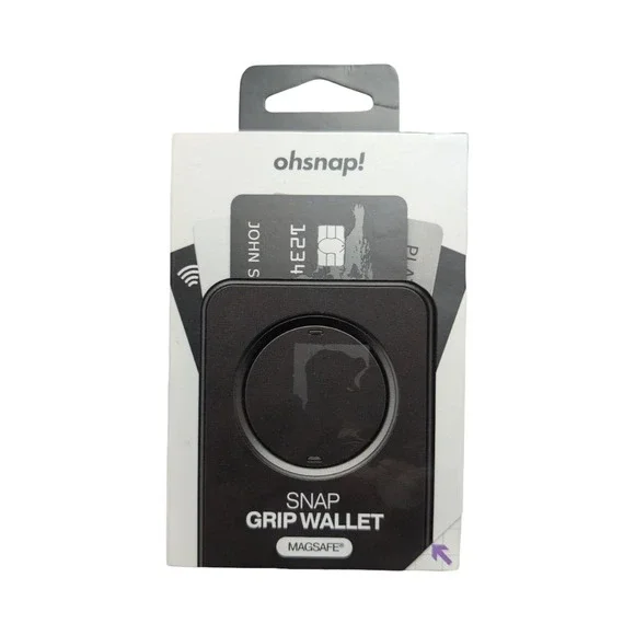 Gg3-U OhSnap Snap Magnetic MagSafe Phone Grip RFID Card Wallet - Black ⬇️