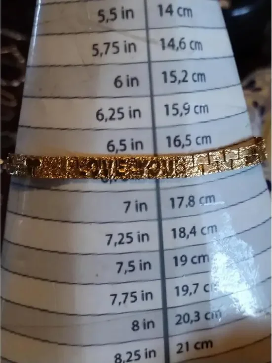 Gold tone I love you nugget bracelet 6.75 inces