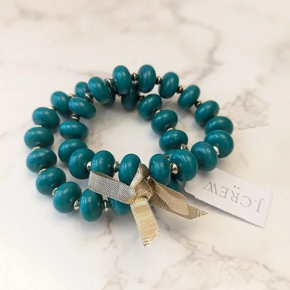 J.Crew Factory Chunky Bead Stretch Bracelets Set-of-Two