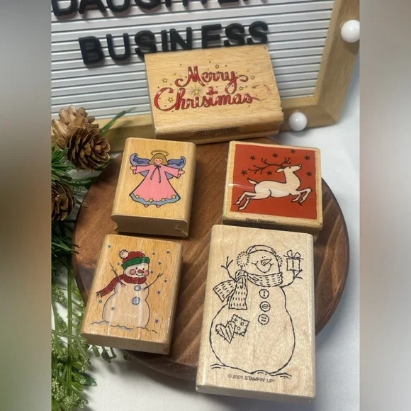 Stampin' Up! Festive Rubber Stamp Collection - Red, Pink, Brown