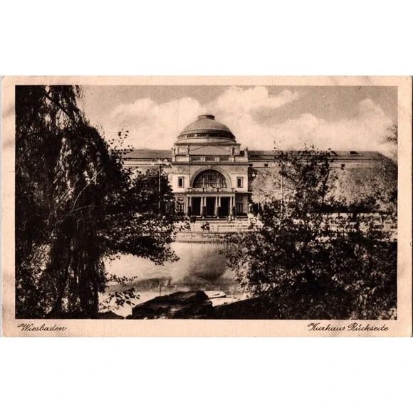 Vintage Wiesbaden Kurhaus Rückseite Black & White Postcard‎ Germany