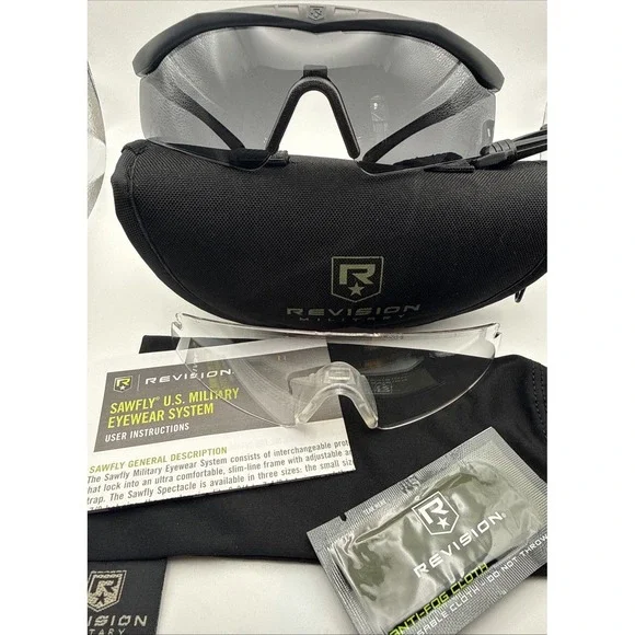US Military Issue REVISION Stingerhawk Black APEL Ballistic Eyewear Glasses-Case