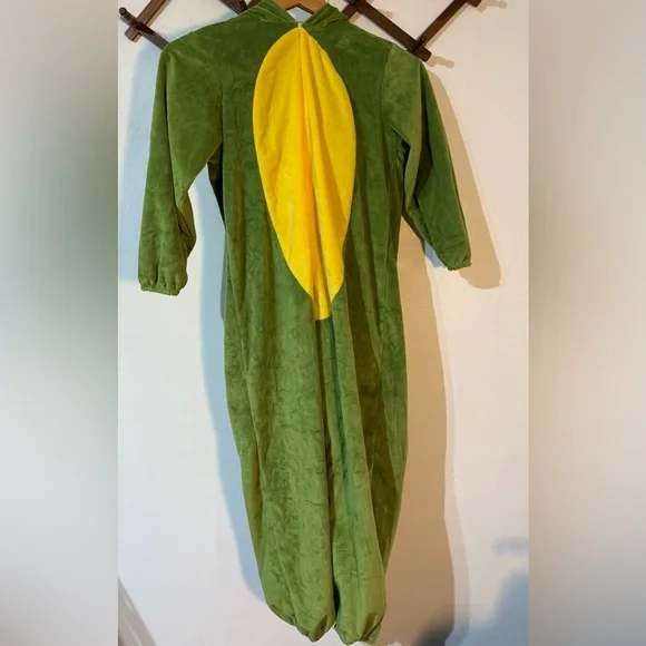 Dinosaur green and yellow Kids Costume size Large in EUC detachable tail hood