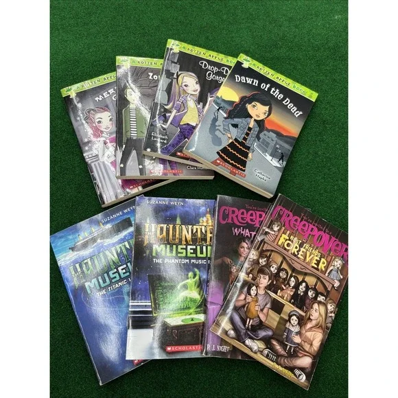 Lot of 8 Suspence Childrens Books Haunted Museum Creepover Rotten Apple Books