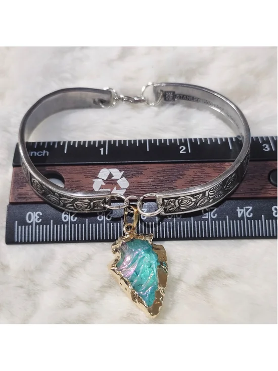 Rose Pattern Silverwear Bracelet with charm