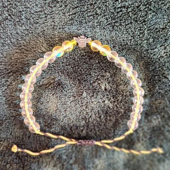 Yellow and black Bee adjustable Bracelet