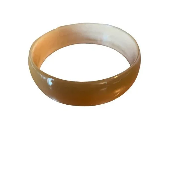 Vintage Frosted Taupe Acrylic Bangle Bracelet 2.5