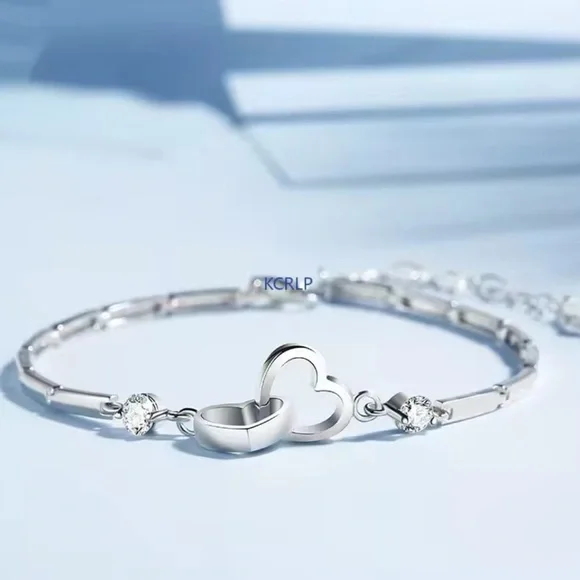 Sterling Silver Cubic Zirconia Heart Bracelet