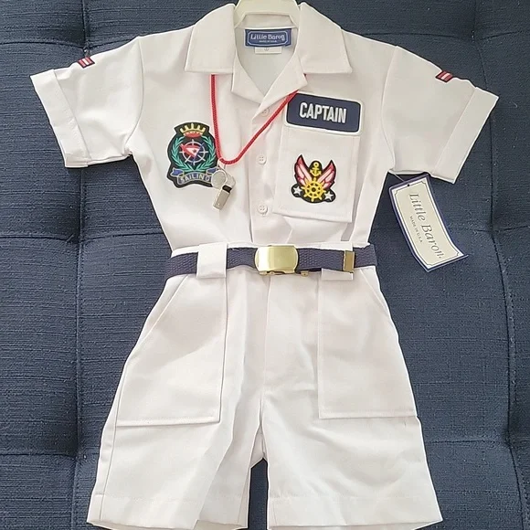 Vintage Little Baron Boat Captain White Sailing Ship Costume 2T