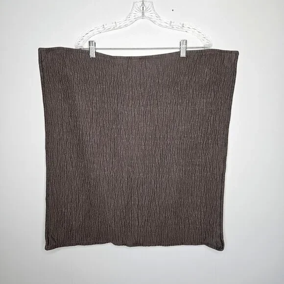WEST ELM Euro Sham Rippled Texture Dark Khaki Green 26x26 Organic Cotton 847084