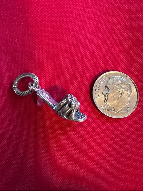 Brighton Silver High Heel Shoe Bracelet Charm on Red