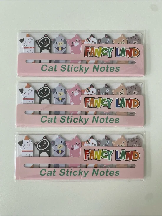 NEW Fancy Land Cat Sticky Notes - Pink with Multicolor Tabs