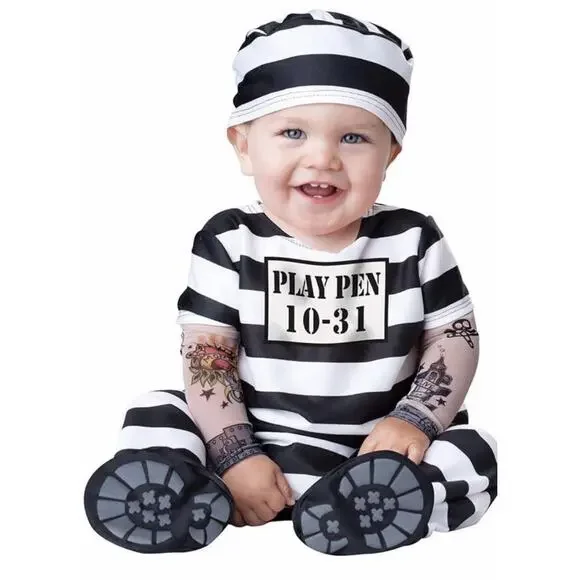 Incharacter Time Out Jail Prisoner Convict Jumpsuit Costume Infant/Baby 3-6 Mo