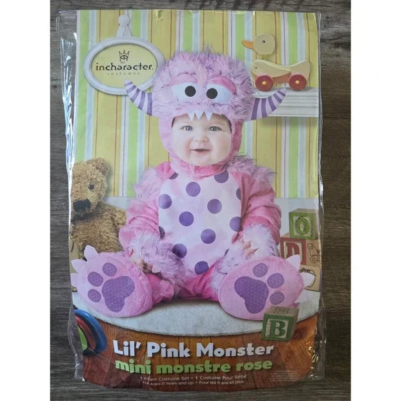 InCharacter Lil Pink Monster Infant Costume Set Pink Purple CK6068 Size 6-12M