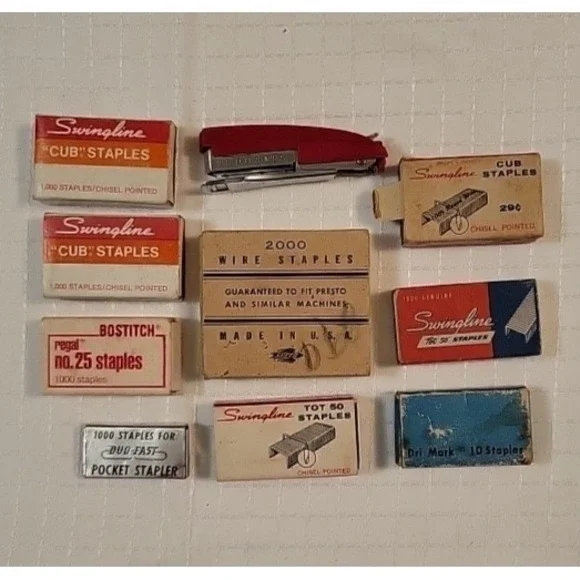 Vintage Stapler and Staples‎ Swingline, Bostitch, Speed, Dri Mark