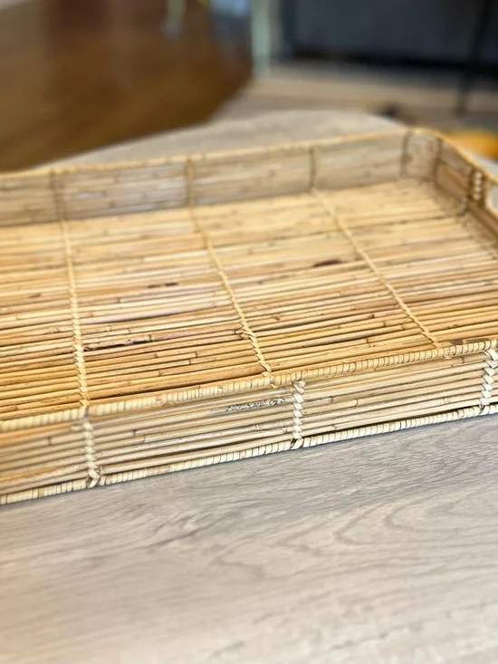 West Elm Natural Rattan Serving Tray