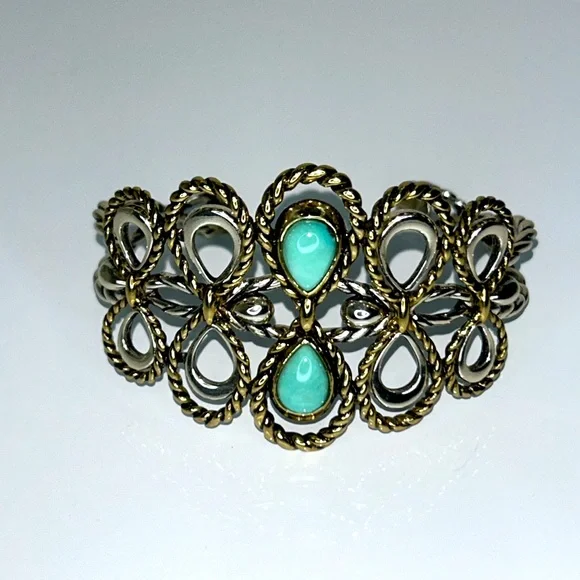 NWOT Carolyn Pollack American West Sterling Silver Brass Turquoise Bracelet Boho