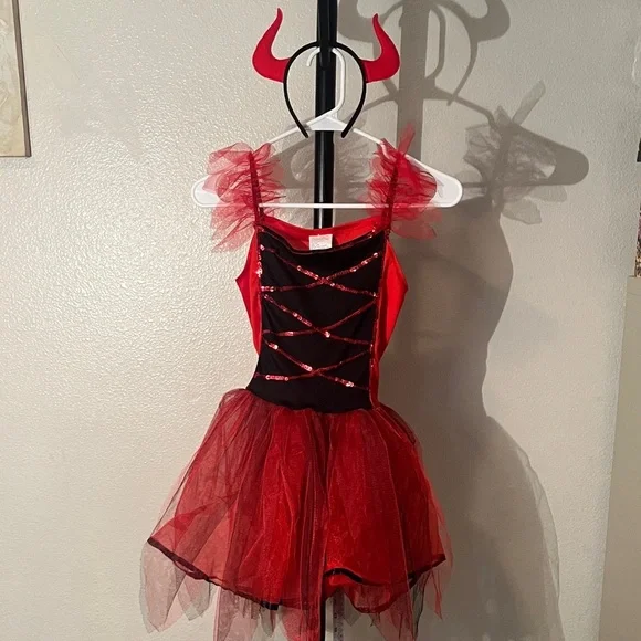 Girls XL Delvina Devil Costume with Tutu