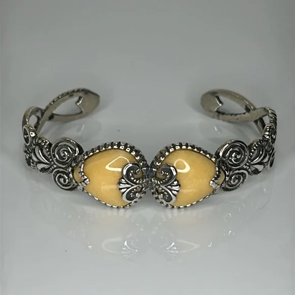 NWOT Carolyn Pollack Sterling Silver Genuine Gemstone Cuff Bracelet Bohemian
