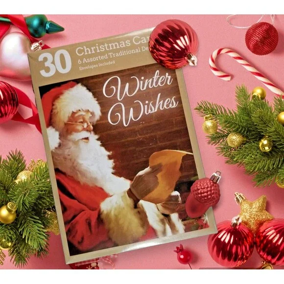 Christmas Holiday Greeting Cards Box of 30 Cards Variety 6 Designs 6.5