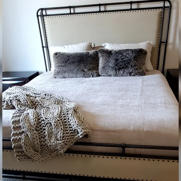 West Elm Luxurious Taupe Chenille King Duvet Cover, 108