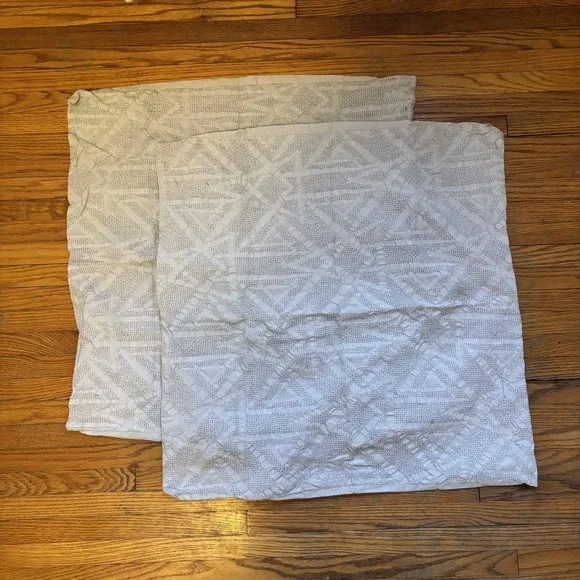 West Elm Euro Pillow Cover Set of‎ 2 Gray Geometric 100% Organic Cotton 26x26