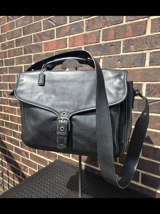Vtg Coach Logan Leather Commuter Messenger Bag Briefcase Black 5238 Y2k Soho