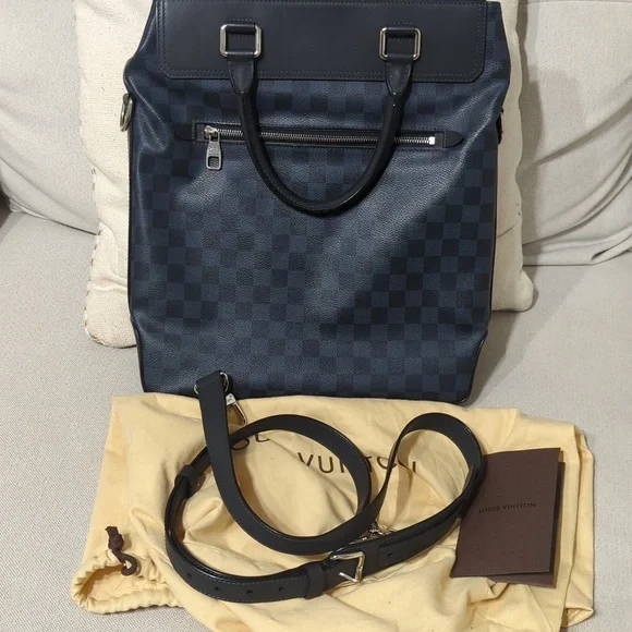 Cobalt Damier Tote Shoulder Bag. LOUIS VUITTON