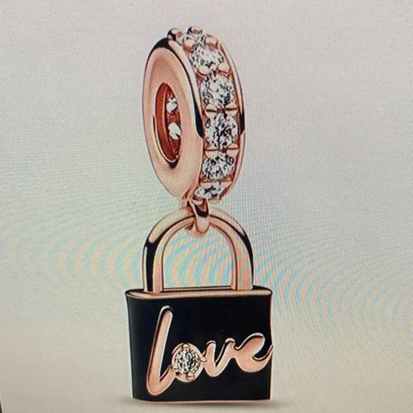 Pandora Rose Gold and Black Love Padlock Charm