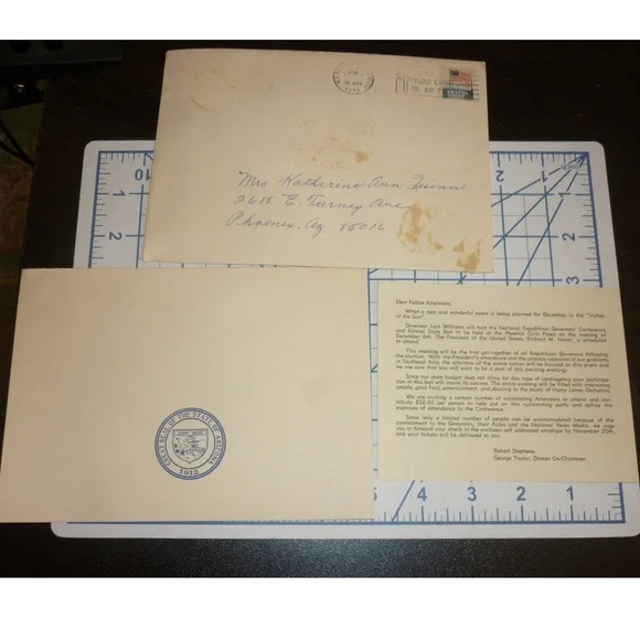 1972 Nixon Republican Governors State Ball Invitation Set Arizona Jack‎ Williams
