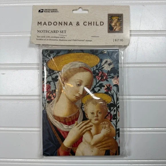 USPS Madonna and Child Notecard Set 10 Cards and 20 Forever Stamps Included NEW